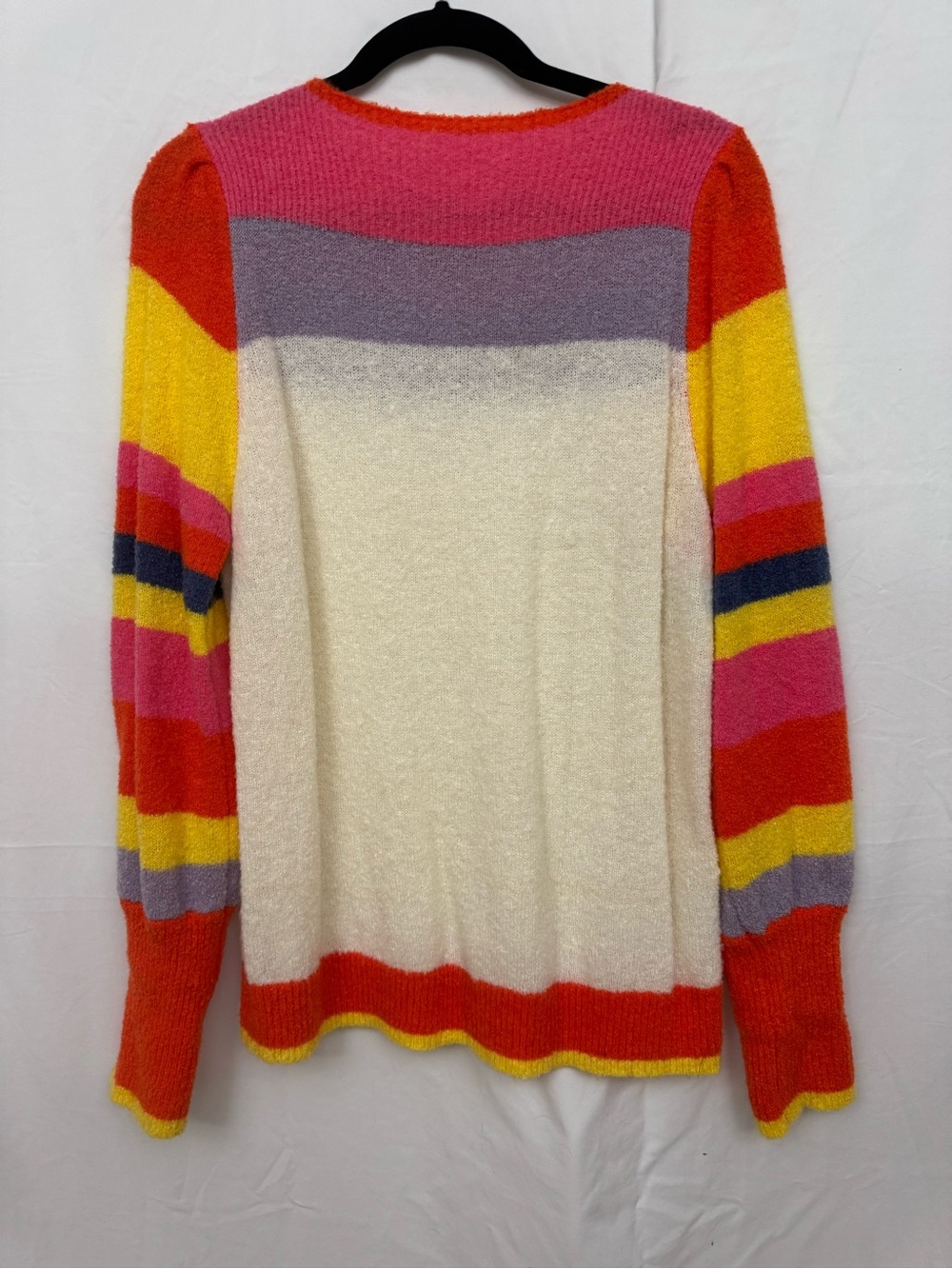 THML Colorblock Striped Crewneck Women's Sweater - Pink, Yellow, Red